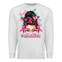 Oatmeal Heather Warrior Cancer messy bun Cancer Awareness Premium Sweatshirt - HowdyJamesFarm