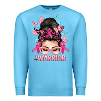 Ocean Blue Warrior Cancer messy bun Cancer Awareness Premium Sweatshirt - HowdyJamesFarm