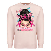 Pale Pink Warrior Cancer messy bun Cancer Awareness Premium Sweatshirt - HowdyJamesFarm
