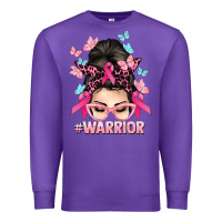 Purple Warrior Cancer messy bun Cancer Awareness Premium Sweatshirt - HowdyJamesFarm