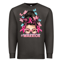 Smoke Warrior Cancer messy bun Cancer Awareness Premium Sweatshirt - HowdyJamesFarm