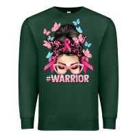 Sports Green Warrior Cancer messy bun Cancer Awareness Premium Sweatshirt - HowdyJamesFarm