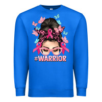 True Royal Warrior Cancer messy bun Cancer Awareness Premium Sweatshirt - HowdyJamesFarm