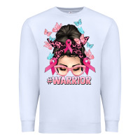 White Warrior Cancer messy bun Cancer Awareness Premium Sweatshirt - HowdyJamesFarm