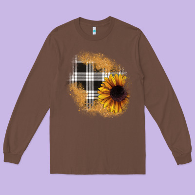 Sunflower Christmas Patch Long Sleeve Tee Designed By Jahusdesignshop