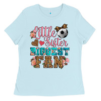 Baby Blue little sister biggest fan soccer Ladies Tee - HRA Design Shop