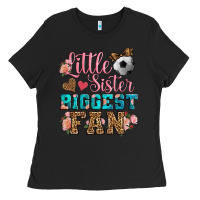 Black little sister biggest fan soccer Ladies Tee - HRA Design Shop