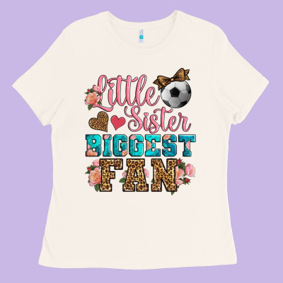 Little Sister Biggest Fan Soccer Ladies Tee Designed By Hra Design Shop