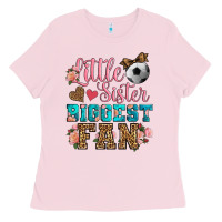 Bubblegum Pink little sister biggest fan soccer Ladies Tee - HRA Design Shop