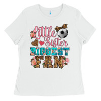 White little sister biggest fan soccer Ladies Tee - HRA Design Shop