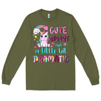 Army Green cute smart and a little bit dramatic with unicorn Long Sleeve Tee - NancyCooperArtShop
