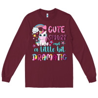 Burgundy cute smart and a little bit dramatic with unicorn Long Sleeve Tee - NancyCooperArtShop