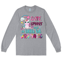 Heather Grey cute smart and a little bit dramatic with unicorn Long Sleeve Tee - NancyCooperArtShop