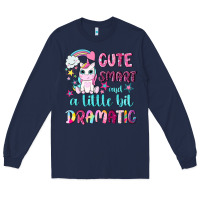 Navy cute smart and a little bit dramatic with unicorn Long Sleeve Tee - NancyCooperArtShop