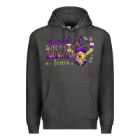 Charcoal Heather Mardi Gras drinking team with gnome Premium Hoodie - HowdyJamesFarm