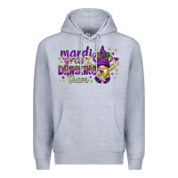 Heather Grey Mardi Gras drinking team with gnome Premium Hoodie - HowdyJamesFarm