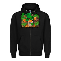 Black st patricks orange cow with leopard background Zipper Hoodie - Jasminsmagicworld