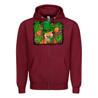 Burgundy st patricks orange cow with leopard background Zipper Hoodie - Jasminsmagicworld