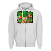 Dove Grey st patricks orange cow with leopard background Zipper Hoodie - Jasminsmagicworld