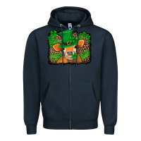 Navy st patricks orange cow with leopard background Zipper Hoodie - Jasminsmagicworld