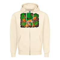 Sandshell st patricks orange cow with leopard background Zipper Hoodie - Jasminsmagicworld