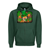 Sports Green st patricks orange cow with leopard background Zipper Hoodie - Jasminsmagicworld