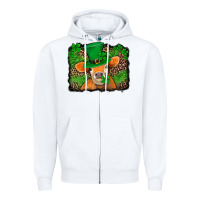 White st patricks orange cow with leopard background Zipper Hoodie - Jasminsmagicworld