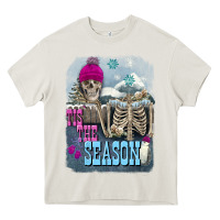 Cream Winter tis the season skeleton Heavy Core Tee - FaDigitalArtStudio