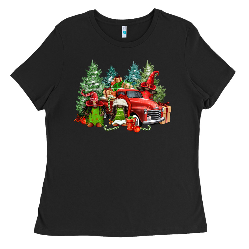 Merry Christmas Truck Afro Gnomies Ladies Tee by FaDigitalArtStudio | Teevron