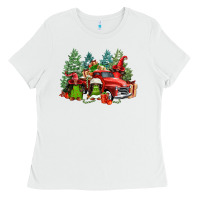 White merry christmas truck afro gnomies Ladies Tee - FaDigitalArtStudio