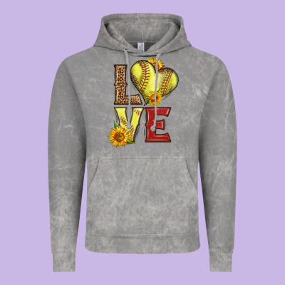 Western Love Softball Vintage Hoodie Designed By Lillyallendesigns