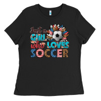 Black just a girl who loves soccer Ladies Tee - HRA Design Shop