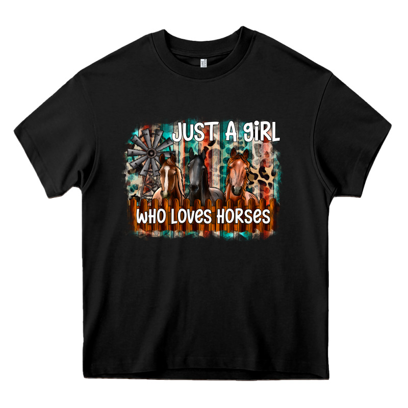 Just A Girl Who Loves Horses Heavy Core Tee by CowhideDigitalArt | Teevron