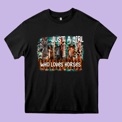 Just A Girl Who Loves Horses Heavy Core Tee Designed By Cowhidedigitalart