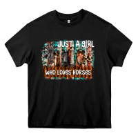 Black just a girl who loves horses Heavy Core Tee - CowhideDigitalArt