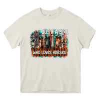Cream just a girl who loves horses Heavy Core Tee - CowhideDigitalArt