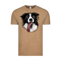 Vintage Coffee Border Collie Vintage Tee - Jasminsmagicworld