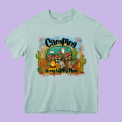 Camping Is My Happy Place Heavy Core Tee Designed By Barkaloodesign