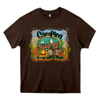 Chocolate Brown camping is my happy place Heavy Core Tee - BarkalooDesign