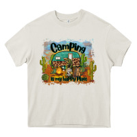 Cream camping is my happy place Heavy Core Tee - BarkalooDesign