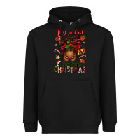 Black just a girl who loves christmas afro messy bun Heavyweight Hoodie - texasbilliewilder