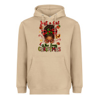 Mushroom just a girl who loves christmas afro messy bun Heavyweight Hoodie - texasbilliewilder