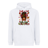 White just a girl who loves christmas afro messy bun Heavyweight Hoodie - texasbilliewilder
