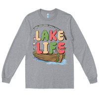 Heather Grey lake life Long Sleeve Tee - MaliasSmallBusiness
