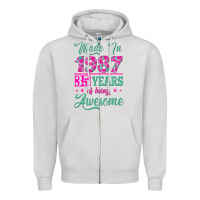 Dove Grey made in 1987, 35 years of being awesome Zipper Hoodie - Jasminsmagicworld