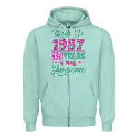 Seafoam made in 1987, 35 years of being awesome Zipper Hoodie - Jasminsmagicworld
