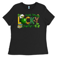 Black St. Patrick's Day one lucky teacher Ladies Tee - Neo Western