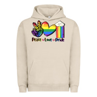 Pigment French Oak Peace love Pride Urban Hoodie - FaDigitalArtStudio