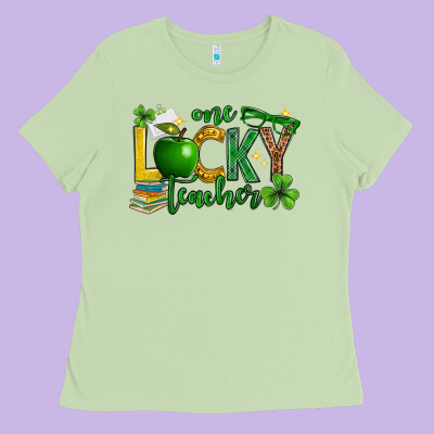 St. Patrick's Day One Lucky Teacher Ladies Tee Designed By Neo Western