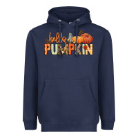 Navy Hello pumpkin Heavyweight Hoodie - NancyCooperArtShop